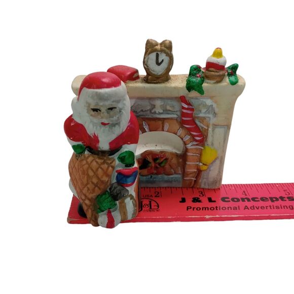 Vintage Santa Tealight Candle Holder Fireplace Toys Nostalgic Christmas Decor - Picture 9 of 12